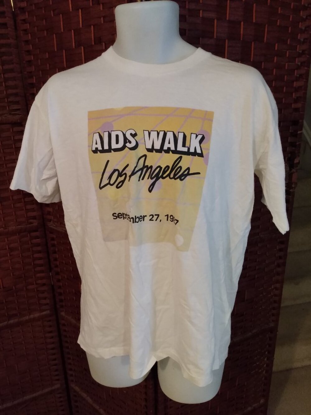 Vintage 1987 Los Angeles Aids Walk T Shirt Large 80s Single Stitch